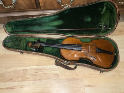 Violin &  Alligator Skin Case & Violins Bow - Image 16