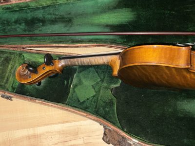 Violin &  Alligator Skin Case & Violins Bow - Image 13