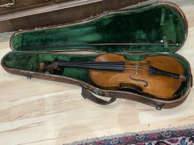 Violin &  Alligator Skin Case & Violins Bow - Image 14