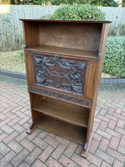 Arts & Crafts Oak Bureau Bookcase - Image 2