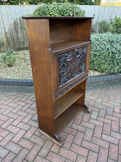 Arts & Crafts Oak Bureau Bookcase - Image 10