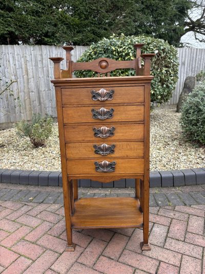 Arts & Crafts Oak Music Filing Cabinet - Image 2