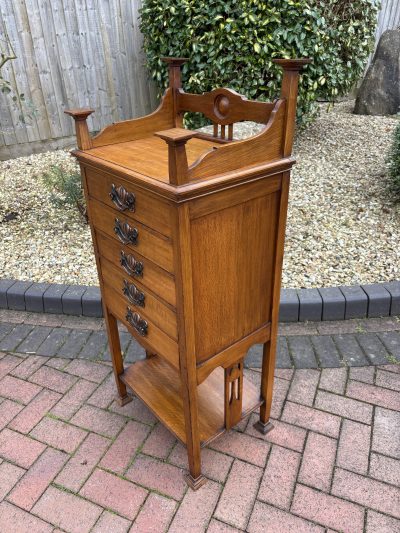 Arts & Crafts Oak Music Filing Cabinet - Image 7