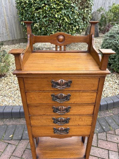 Arts & Crafts Oak Music Filing Cabinet - Image 8