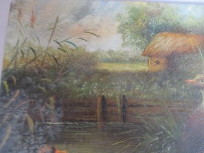 OIL PAINTING OF DUCKS ON WOOD EDWARDIAN   12 CM BY 17 CM SIGNED HAINSTER OR NAINSTER - Image 4