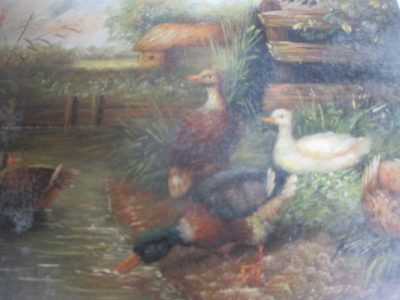 OIL PAINTING OF DUCKS ON WOOD EDWARDIAN   12 CM BY 17 CM SIGNED HAINSTER OR NAINSTER - Image 6