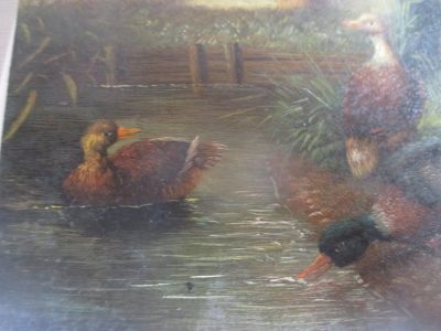 OIL PAINTING OF DUCKS ON WOOD EDWARDIAN   12 CM BY 17 CM SIGNED HAINSTER OR NAINSTER - Image 8