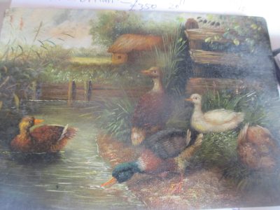 OIL PAINTING OF DUCKS ON WOOD EDWARDIAN   12 CM BY 17 CM SIGNED HAINSTER OR NAINSTER - Image 9