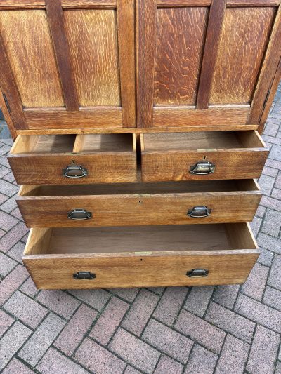 Arts & Crafts Oak Double Wardrobe - Image 10