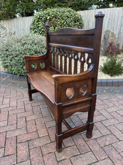 Shapland & Petter Arts & Crafts Oak Hall Settle - Image 2