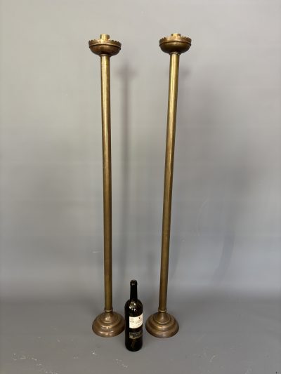 Pair of Floor Standing Brass Candle Holders - Image 2