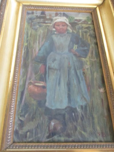 OILPAINTING DUTCH GIRL ON CANVAS  SIGNED F B    35 CM BY  23 CM CIRCA 1880 - Image 2