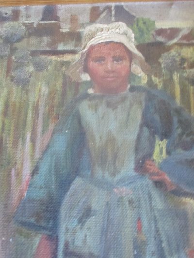 OILPAINTING DUTCH GIRL ON CANVAS  SIGNED F B    35 CM BY  23 CM CIRCA 1880 - Image 3