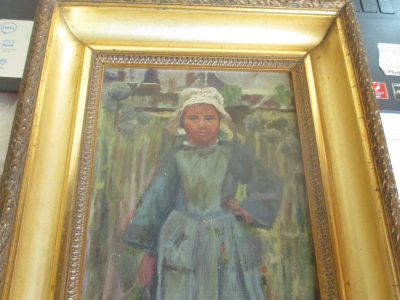 OILPAINTING DUTCH GIRL ON CANVAS  SIGNED F B    35 CM BY  23 CM CIRCA 1880 - Image 6