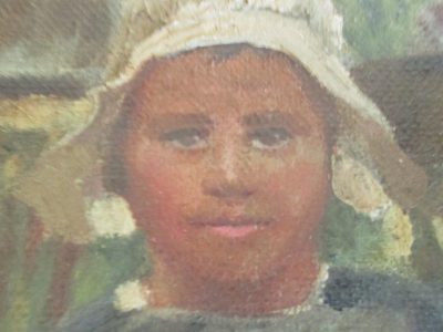 OILPAINTING DUTCH GIRL ON CANVAS  SIGNED F B    35 CM BY  23 CM CIRCA 1880 - Image 9