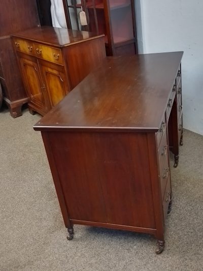 Antique Edwardian Oak Writing Table Desk - Image 5