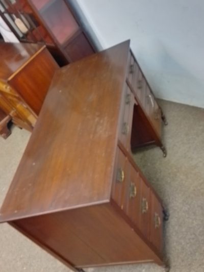 Antique Edwardian Oak Writing Table Desk - Image 2