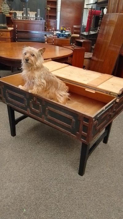 Antique Box Chest On Stand - Image 6