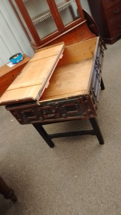 Antique Box Chest On Stand - Image 5