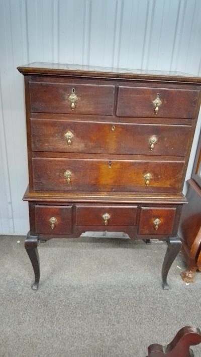 Antique Oak Chest on Stand - Image 7