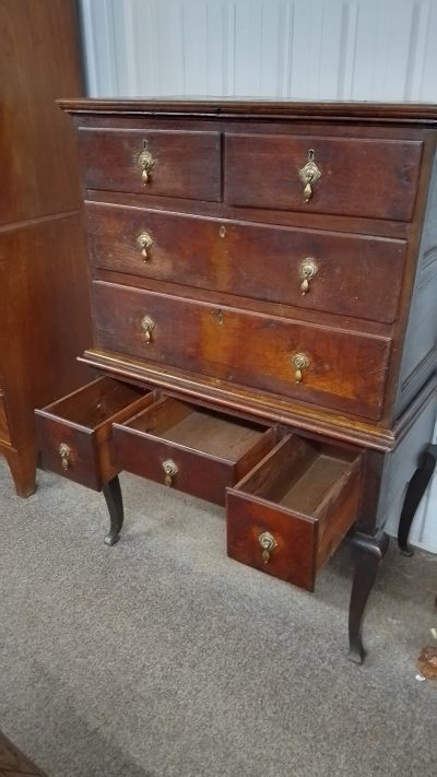 Antique Oak Chest on Stand - Image 6