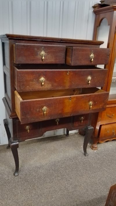 Antique Oak Chest on Stand - Image 4