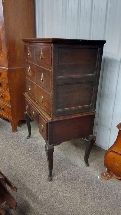 Antique Oak Chest on Stand - Image 5