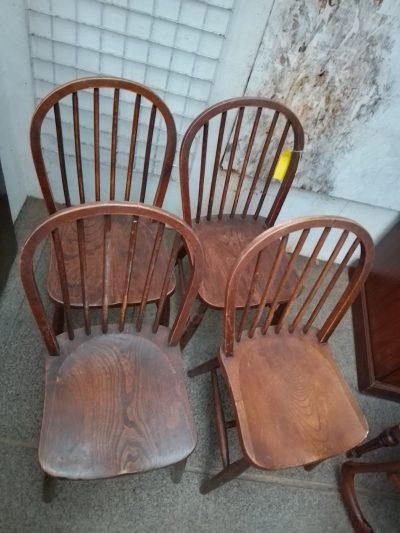 Antique Circa 1900 Set of 4 Country Kitchen Dining Chairs - Image 5