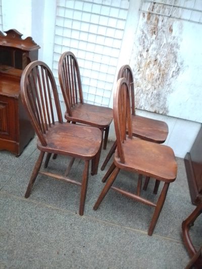 Antique Circa 1900 Set of 4 Country Kitchen Dining Chairs - Image 8