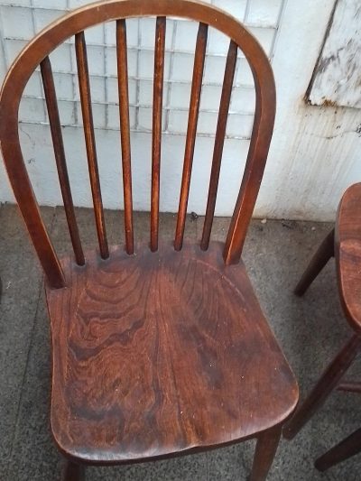 Antique Circa 1900 Set of 4 Country Kitchen Dining Chairs - Image 6