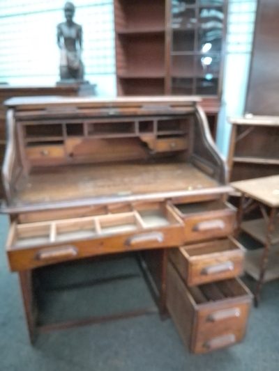 Antique Edwardian Roll Top Desk - Image 4