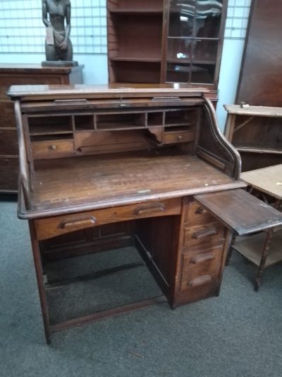 Antique Edwardian Roll Top Desk - Image 5