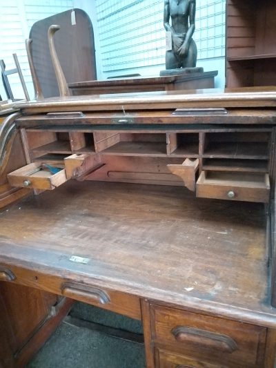 Antique Edwardian Roll Top Desk - Image 3