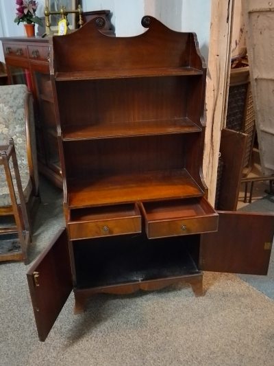 Small Antique Waterfall Bookcase Cabinet - Image 8