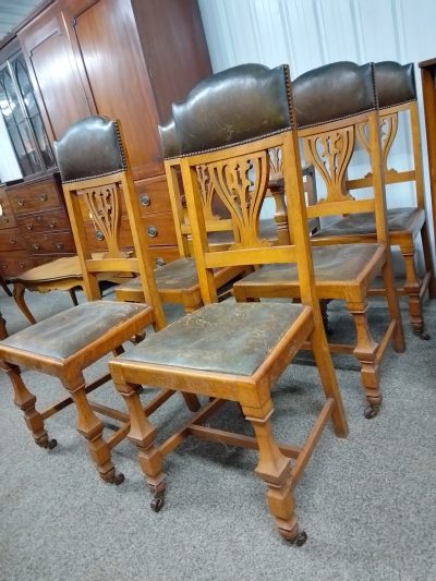 Arts & Crafts Set of 6 Dining Chairs - Image 2