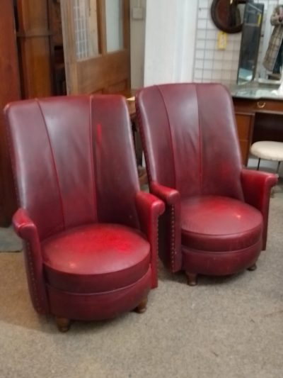 Art Deco 1930's Pair of Leather Armchairs - Image 2