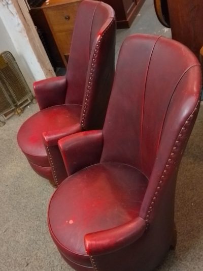 Art Deco 1930's Pair of Leather Armchairs - Image 3