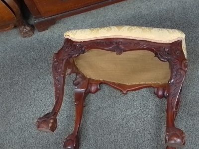 Good Antique Victorian Chippendale Style Victorian Stool - Image 5