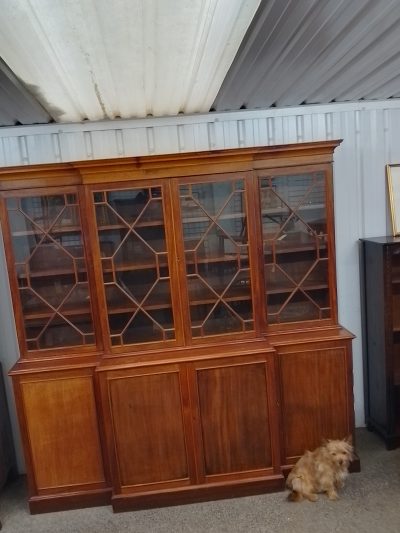 Large Antique Breakfront Library Bookcase - Image 6