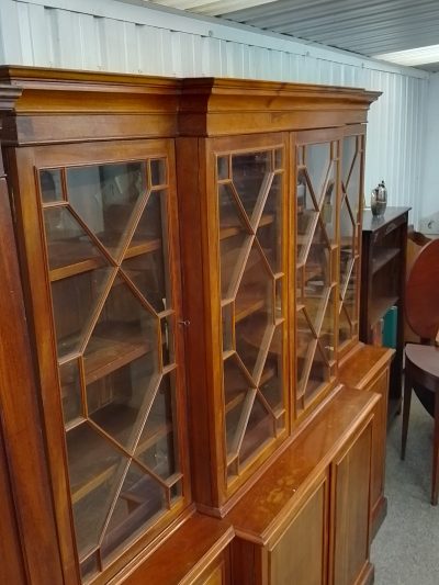 Large Antique Breakfront Library Bookcase - Image 11