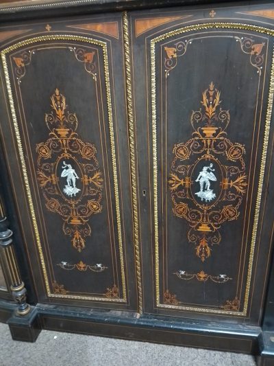 Antique Victorian Ebonized Credenza Cabinet - Image 6