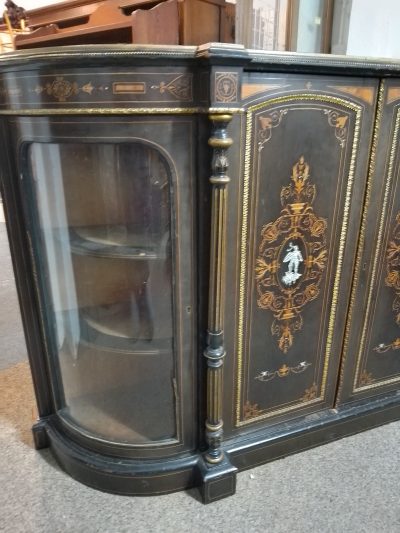 Antique Victorian Ebonized Credenza Cabinet - Image 5