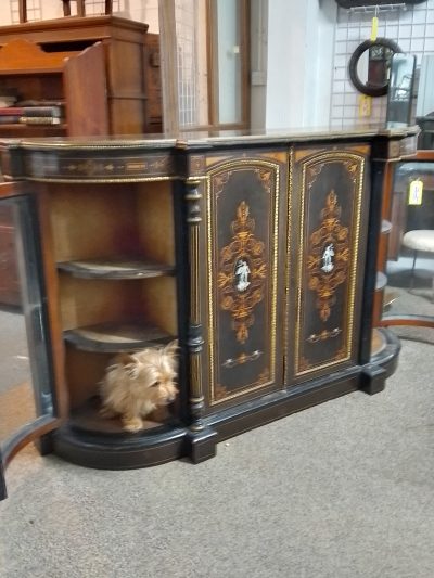 Antique Victorian Ebonized Credenza Cabinet - Image 11