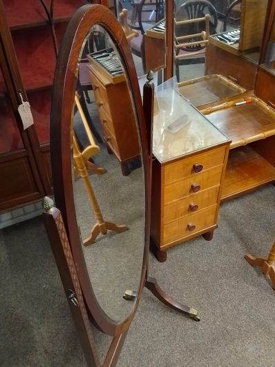 Antique Edwardian Oval Cheval Dressing Mirror - Image 6