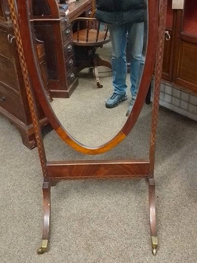 Antique Edwardian Oval Cheval Dressing Mirror - Image 4