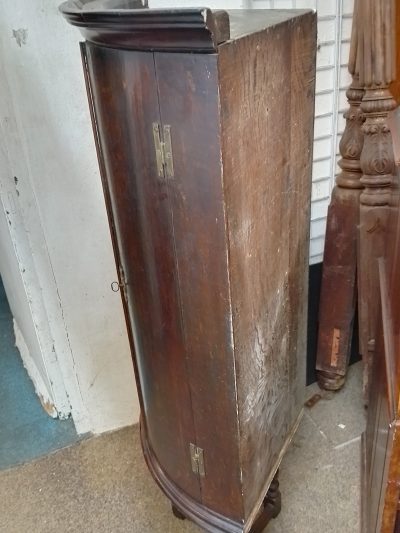 Antique Georgian Bow Front Hanging Corner Cupboard - Image 5