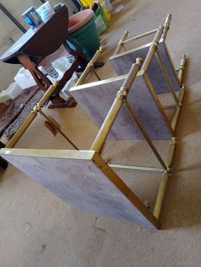 Good Antique 1930's Brass Nest of Tables - Image 8