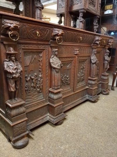 Large Antique Carved Oak Mirror Back Sideboard - Image 2