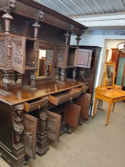 Large Antique Carved Oak Mirror Back Sideboard - Image 14