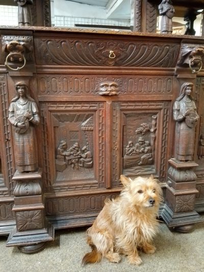 Large Antique Carved Oak Mirror Back Sideboard - Image 10